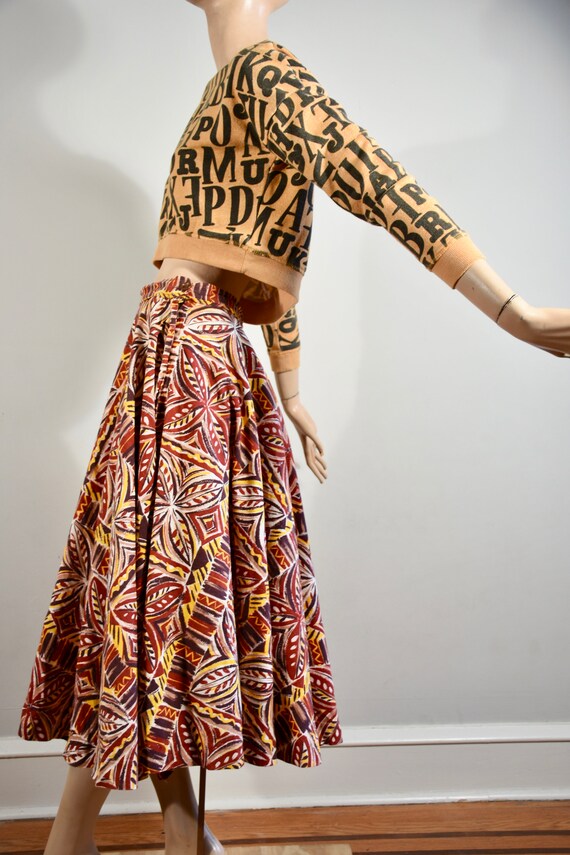 vintage GURIAN 1950's tribal skirt ethnic print f… - image 6