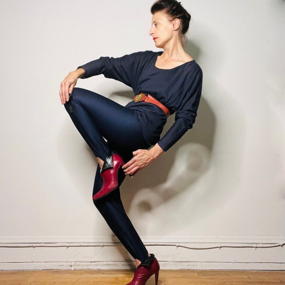 80s Leggings, 80s Pants, 80s Stirrup Pants, Navy Pants 80s Leggings, 80s Pants, 80s Stirrup Pants, Navy Pants