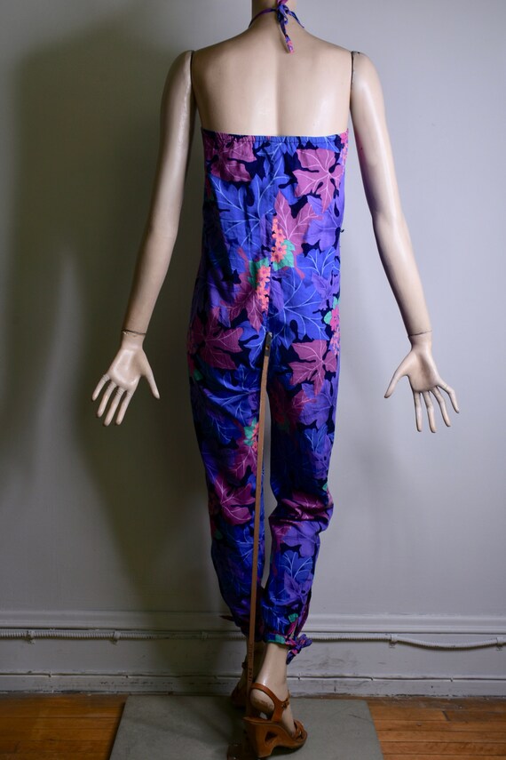 vintage 80s jumpsuit, 70s jumpsuit, floral jumpsu… - image 4