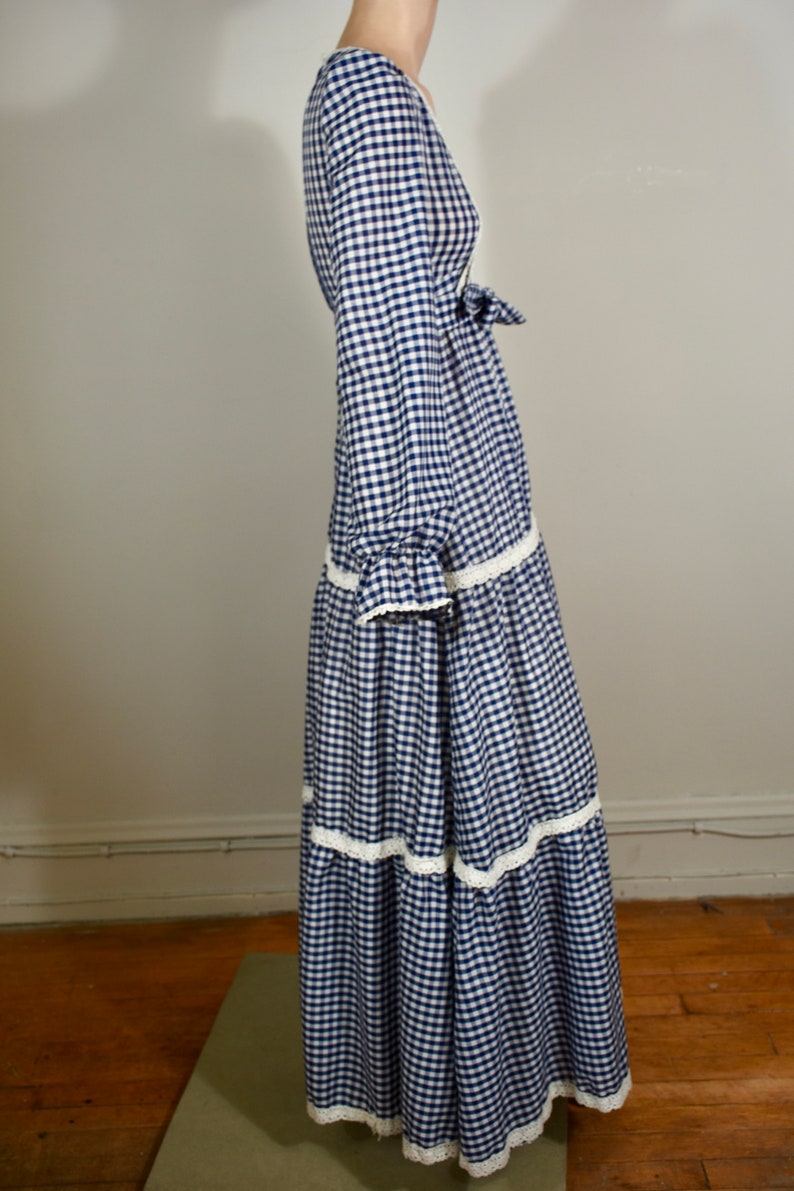 Vintage 70s gingham prairie dress (XS)