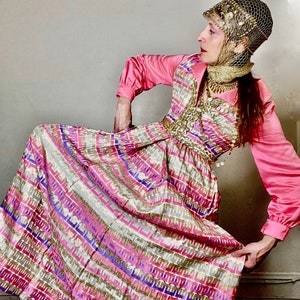 vintage 60s dress, Oscar de la Renta dress, 60s Oscar de la Renta, brocade dress, maxi dress, lame dress, 60s gown, geometric print dress