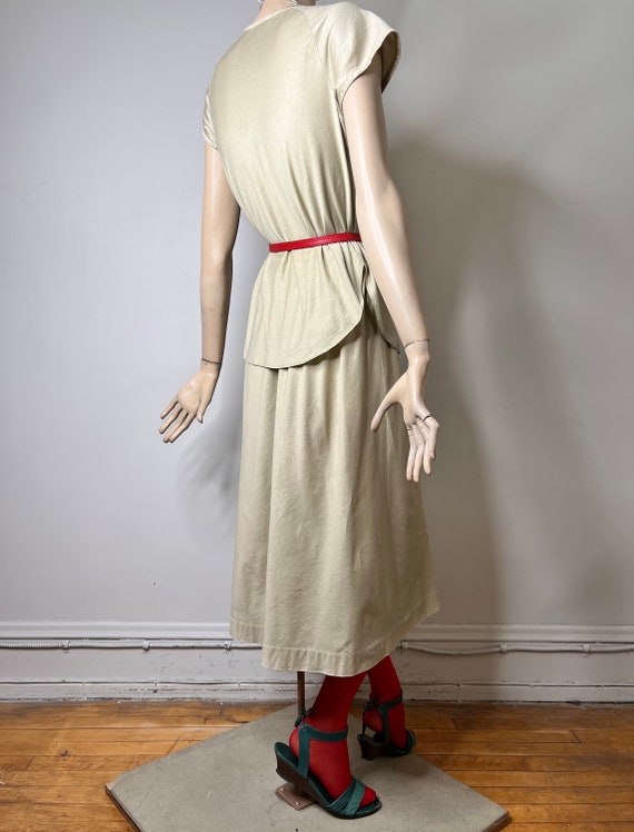 vintage HALSTON V, cotton skirt set, 70s dress, v… - image 7