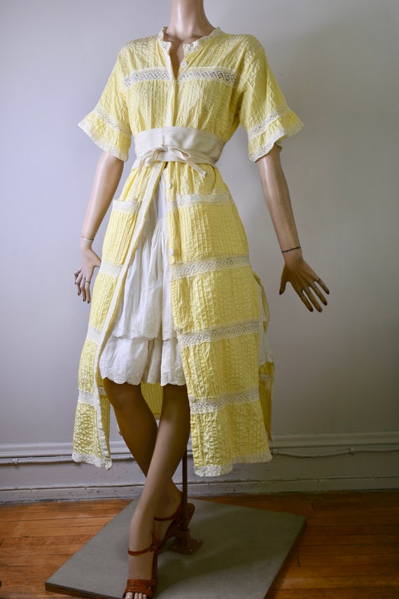 60s Duster, 70s Dress, 60s Dress, Mexican Dress, Pin Tuck Dress 