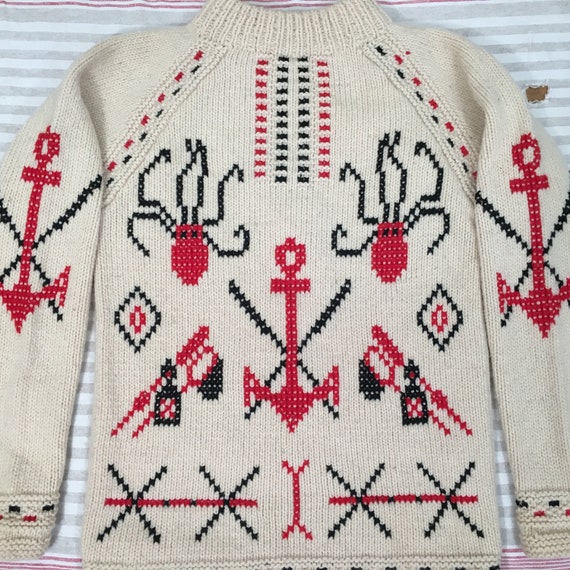 40s sweater, 50s sweater, novelty sweater, wool kn