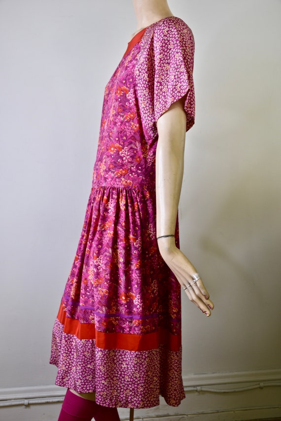 vintage 70s dress, silk dress, floral dress, shif… - image 9