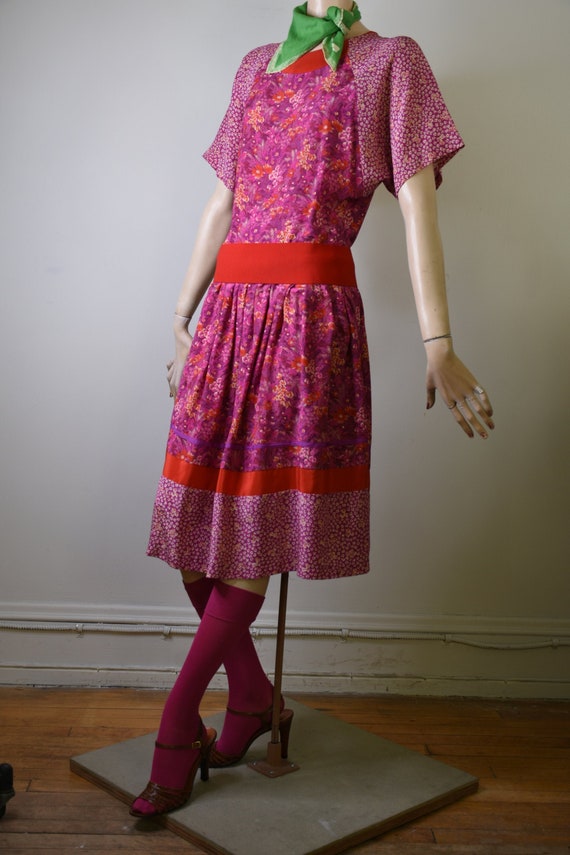 vintage 70s dress, silk dress, floral dress, shif… - image 1