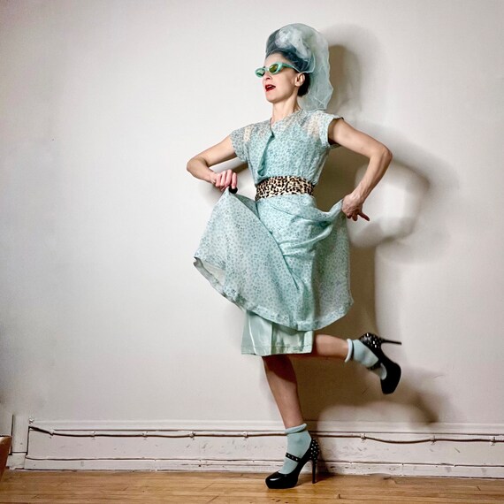 40s dress, 50s dress, Marshall Field dress, sheer… - image 3