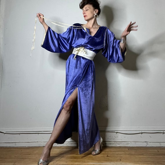 Bill Tice dress, velour dress, disco dress, 70s dress, vintage lounge dress, purple blue dress, tunic dress, caftan kaftan dress, glam dress Bill Tice dress, velour dress, disco dress, 70s dress, vintage lounge dress, purple blue dress, tunic dress, caftan kaftan dress, glam dress