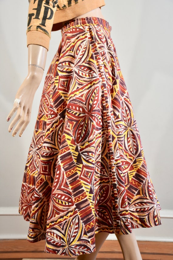 vintage GURIAN 1950's tribal skirt ethnic print f… - image 1