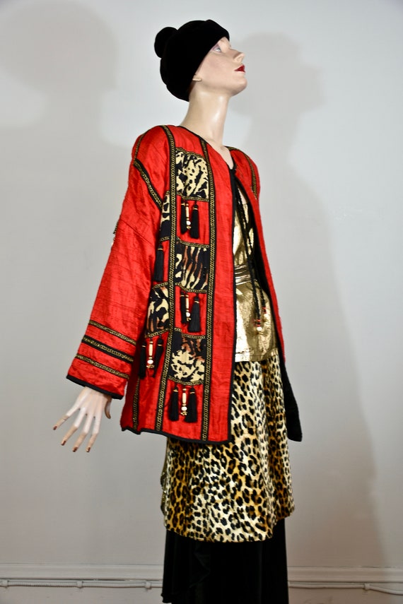 vintage 80s jacket, silk jacket, patchwork jacket,
