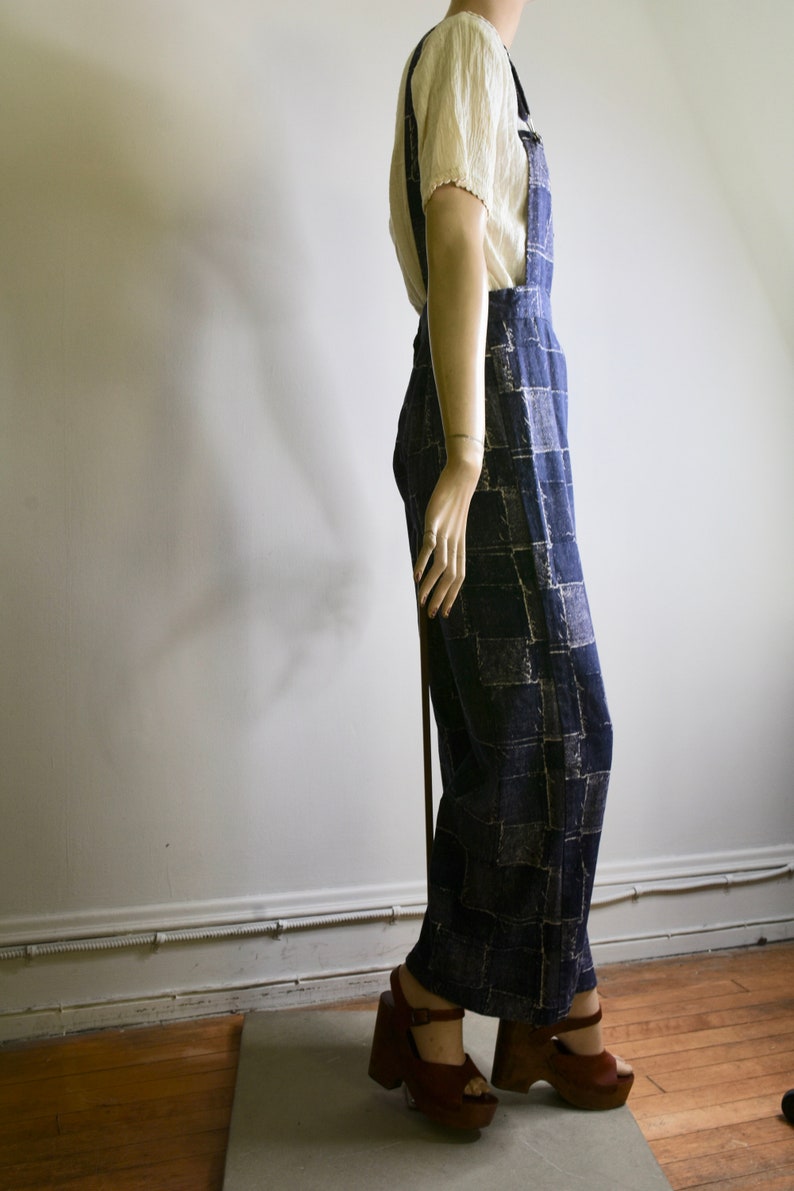 Vintage Overalls, 70s Overalls, Patchwork, Novelty Print, Novelty
