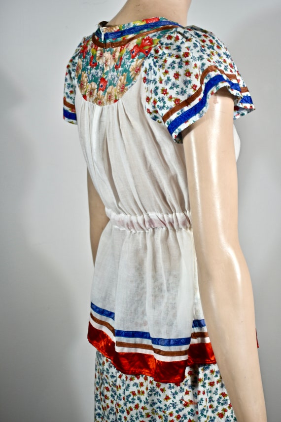 vintage 70s dress, 70s set, floral dress, gauze d… - image 8