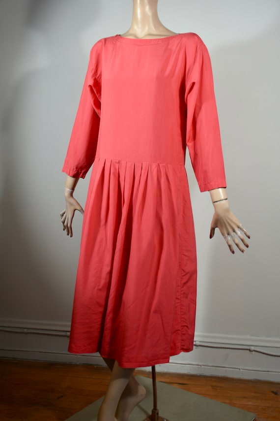 vintage CACHAREL dress, 80s dress, coral dress, s… - image 1