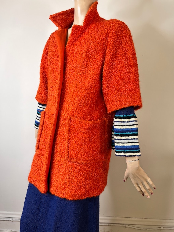 vintage jacket, wool jacket, cocoon coat, orange … - image 3