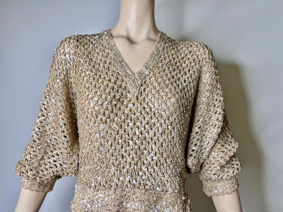 sequin top, knit top, net top, vintage sheer top,… - image 9