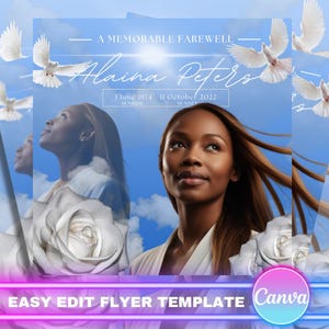 Memorial Funeral Announcement , Funeral Announcemen Template, Rest In Peace Flyer, Invite, Funeral invite, digital download,Canva editable