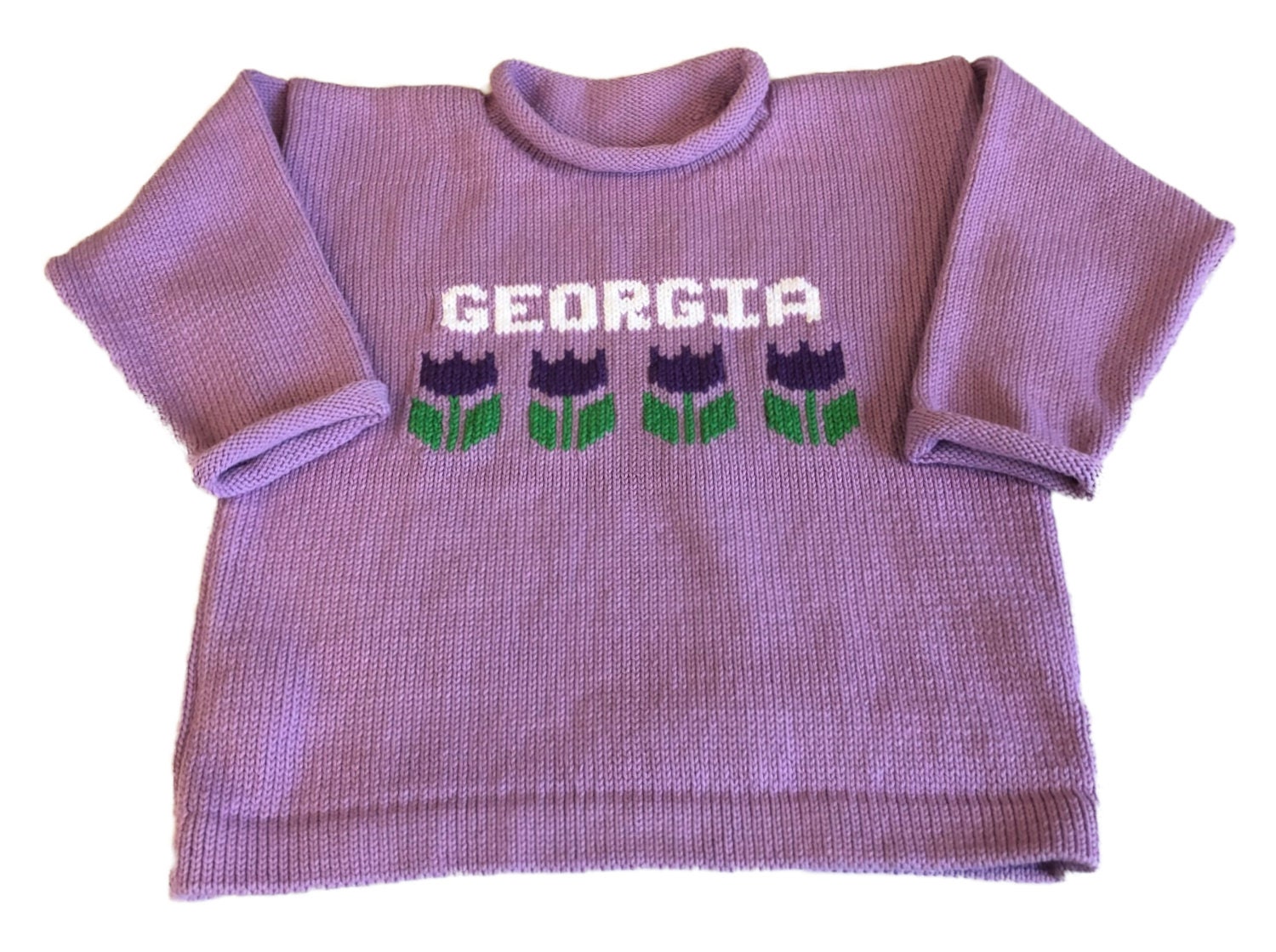 Baby Name Sweater With Tulip Motif Etsy