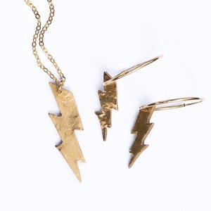 The Zeus Lightning Bolt Hoop Earrings and Necklace