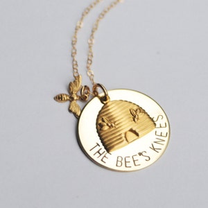 The Bee's Knees Stamped Bee Necklace