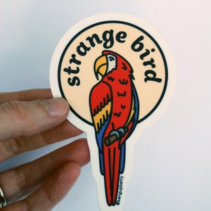 Strange Bird Colorful Parrot Bumper Sticker
