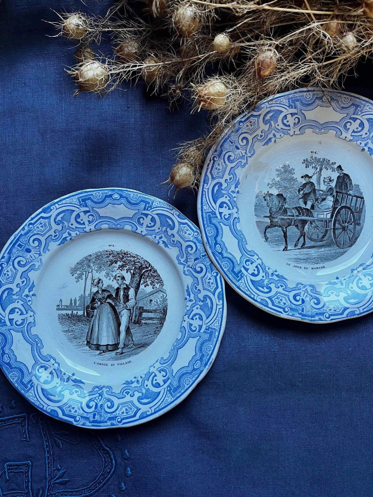 Rare Assiette ancienne Creil et Montereau – Peinte à la main