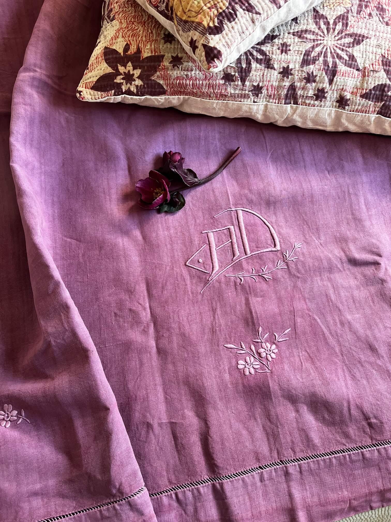 Drap plat en lin lavé rayé ou chiné lit 1 place 180 x 290 cm