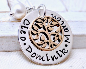 Personalized Family Tree Necklace, Mother's Day Gift Necklace, Grandma Necklace, Gift for Grandma, Gift for Mom, Nana Necklace, Mommy Gift