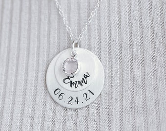 Mother's Day Gift Necklace, Personalized Birthstone Necklace for Mom, Mommy Jewelry, New Mom Sterling Silver Necklace, Gift for Grandma