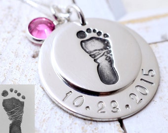 Actual Baby Footprints Necklace, Baby Feet Necklace, New Mom Gift, Personalized Jewelry, Mothers Necklace, Memorial Necklace, Gift for Mom