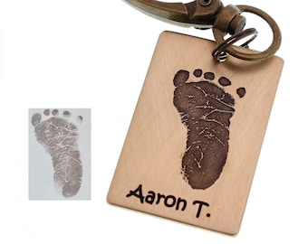 Actual Footprint Key Chain, Mothers Day Gift, Gift for Mom, Gift for Grandma, Gift for Grandmother, Keychain for Mom, Real Baby Footprints