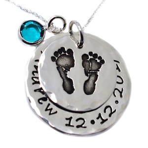 Your Baby&#39;s Footprints Necklace, Actual Baby Feet Necklace, New Mom Gift, Personalized Mothers Necklace, Memorial Necklace, Gift for Mom