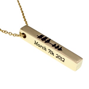 Aangepaste Sound Wave Bar ketting, 4-kanten gepersonaliseerde unisex ketting, cadeau voor de mens, cadeau voor hem, Valentijnsdag cadeau, cadeau voor man
