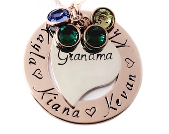 Birthstone Necklace for Grandma, Personalized Necklace for Mom, Grandmother Necklace, Family Gift for Nana