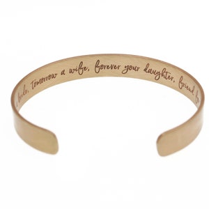 Mother of the Bride Gift from Bride, Personalized Brass Cuff Bracelet, Custom Mother of the Groom Gift from Groom image 2