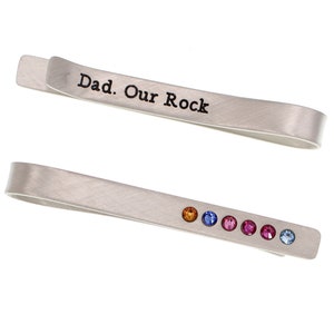 Birthstone Tie Bar Gift for Dad or Grandpa, Birthstone Tie Clip, Christmas Gift for Dad, Gift for Grandpa, Gift Tie Tack from Wife Kids