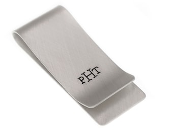 Pince à billets monogramme, pince personnalisée en argent sterling, portefeuille d’argent, cadeau de garçon d’honneur, cadeau du meilleur homme, cadeau de mari, père de la mariée