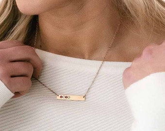 Birthstone Bar Necklace, Horizontal Rose Gold Bar, Nana Necklace, Birthstone Necklace, Custom Gold Bar Necklace, Mothers Day Gift for Mom