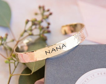 Personalized Cuff Bracelet Gift for Grandma, Mother's Day Gift, Gift for Nana, Gift for Mom, Mother's Day Gift Idea from Kids