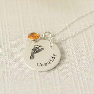 New Mom Necklace Personalized with Actual Baby Footprint or Handprint, Baby Feet  Mother&#39;s Day Gift for Mom Grandma, Remembrance Jewelry