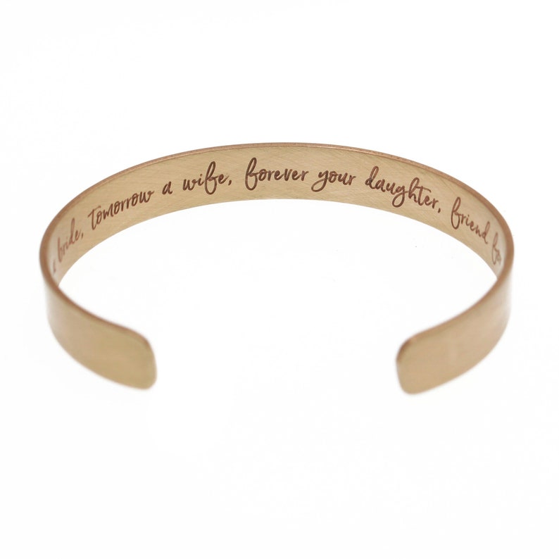 Mother of the Bride Gift from Bride, Personalized Brass Cuff Bracelet, Custom Mother of the Groom Gift from Groom Brushed-no color