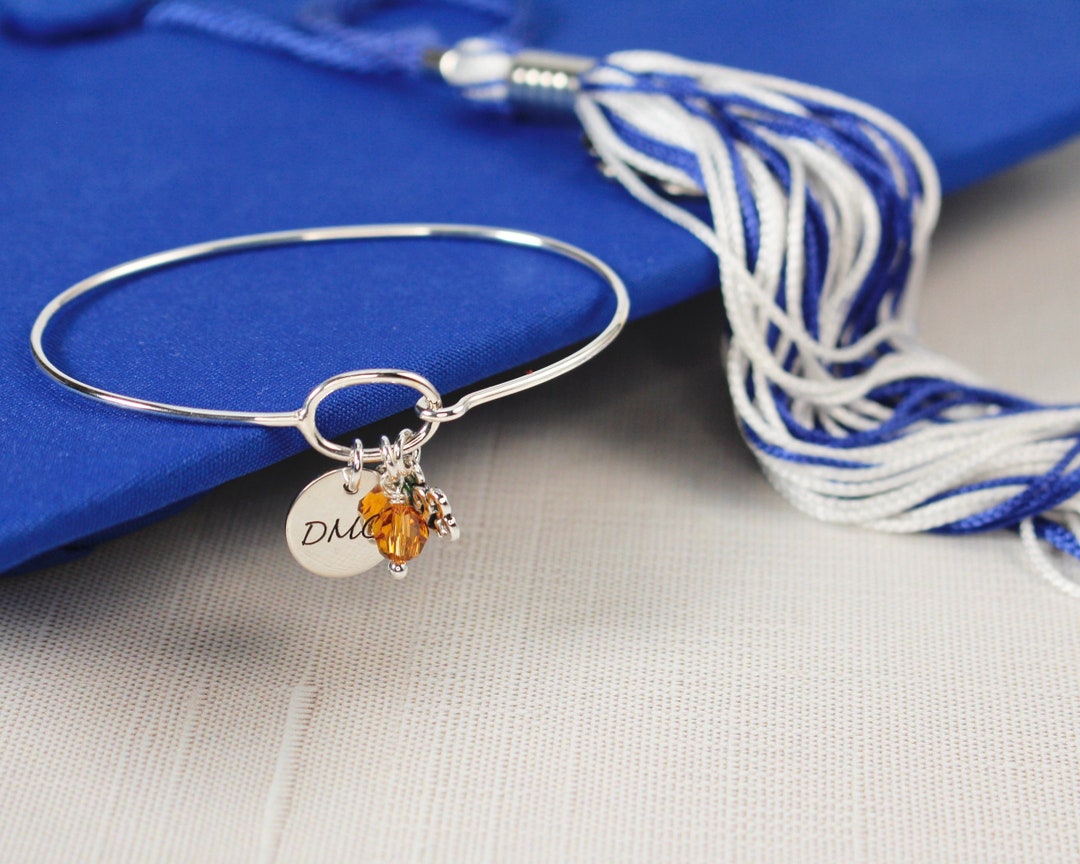 Personalized Sterling Silver Graduation Charm Bracelet Class Etsy