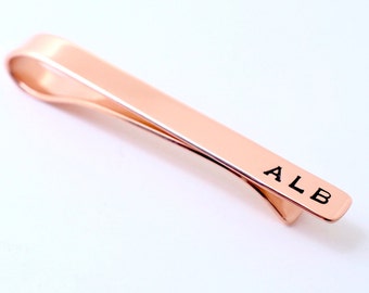 Valentines Day Gift, Copper Tie Clip, Gift for Him, Gift for Husband, Engraved Tie Tack, Custom Tie Bar,  Stamped Tie Bar, Groomsmen Gift