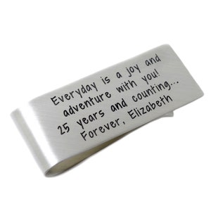 Personalized Sterling Silver Money Clip - Valentine&#39;s Gift For Him - Gift for Husband, Anniversary Gift, Engraved Money Clip, Boyfried Gift