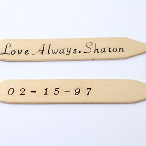 Valentine's Day Gift for Him, Bronze Collar Stays Personalized Collar Stiffeners 8th Anniversary Gift Wedding Gift Groomsmen Gift image 3