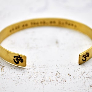 OM Bracelet, Brass Cuff Bracelet, OHM Bracelet, Yoga, Aum, Yoga Jewelry, OM, Custom Bracelet, Hidden Secret Message Bracelet image 3