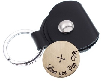 Personalized Golf Marker, Hand Stamped Token, Key Chain, Daddy Token, Double sided