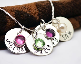 Christmas Gift Necklace, Personalized Mommy Necklace, Name Necklace, Grandma Necklace, Mom Jewelry, Birthstone Necklace, Gift for Mom