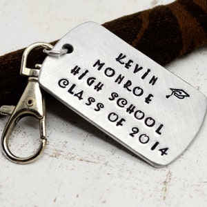 Personalized Dog Tag Key Chain, Father&#39;s Day, Graduation, Hand Stamped, Men Husband Son Father Dad Boyfriend Father&#39;s Day