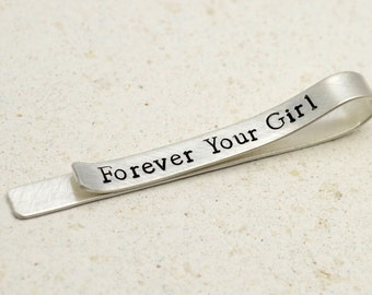 Personalized Tie Clip for Dad, Forever Your Girl, Custom Tie Clip, Custom Tie Bar, Christmas Gift for Dad, Monogram Tie Bar, Gift for Daddy