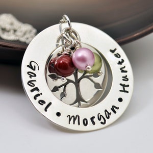 Personalized Mother&#39;s Family Tree Necklace, , Christmas Gift Jewelry, Gift for Mom, Necklace for Grandma, Grandmother&#39;s Gift Necklace